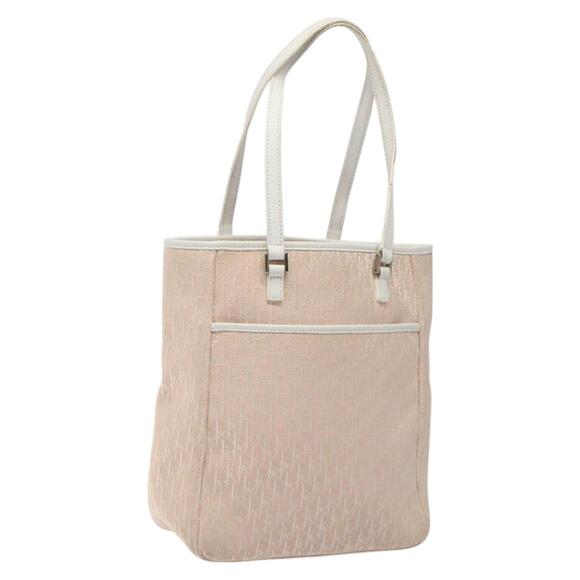 DIOR Trotter Canvas Tote Bag Pink White Silver - Picture 1 of 12